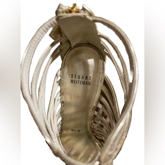 Stuart Weitzman Gold Strappy Shoes - Picture 9 of 9